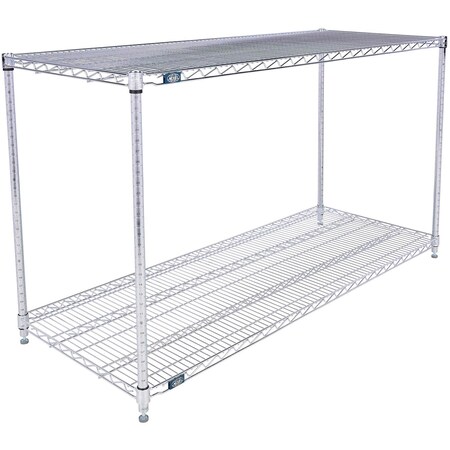 Nexel 2 Shelf, Chrome Wire Shelving Unit, Starter, 60inW x 21inD x 34inH B3124362